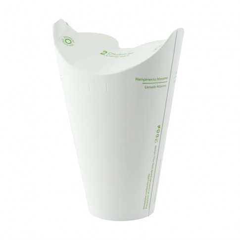 Bicchiere in cartone con coperchio pieghevole integrato (PAP1)  H126mm 500ml