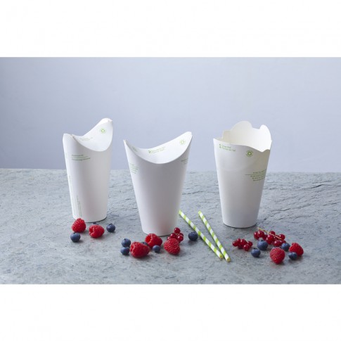 Bicchiere in cartone con coperchio pieghevole integrato (PAP1)  H126mm 500ml