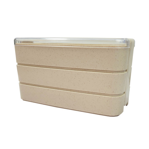 HUSKLY Scatola bento riutilizzabile a 3 strati in materiale composito beige