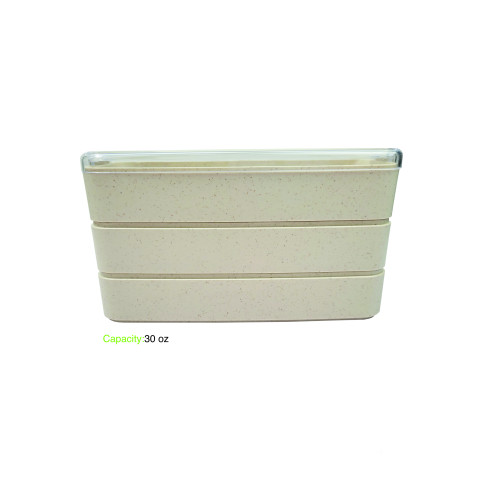 HUSKLY Scatola bento riutilizzabile a 3 strati in materiale composito beige