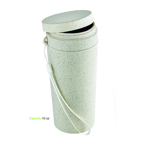HUSKLY Bottiglia riutilizzabile con coperchio in composito beige