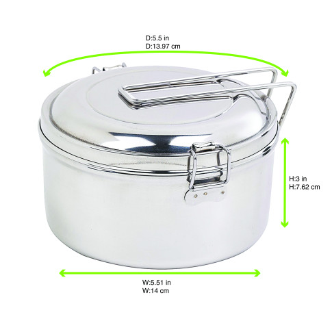 NOXBOX Lunchbox rotondo in acciaio inox con coperchio
