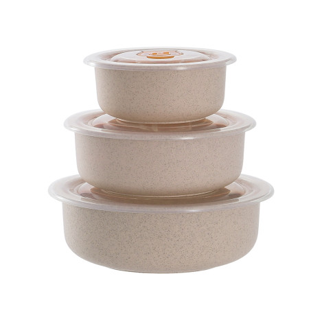 HUSKLY Ciotola beige riutilizzabile in composito con coperchio in pp
