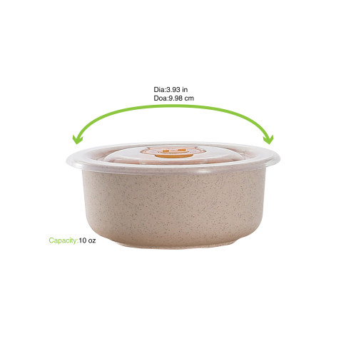 HUSKLY Ciotola beige riutilizzabile in composito con coperchio in pp