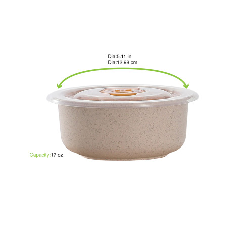 HUSKLY Ciotola beige riutilizzabile in composito con coperchio in pp
