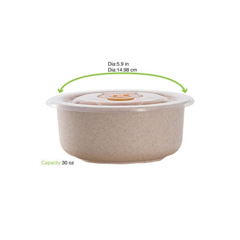 HUSKLY Ciotola beige riutilizzabile in composito con coperchio in pp