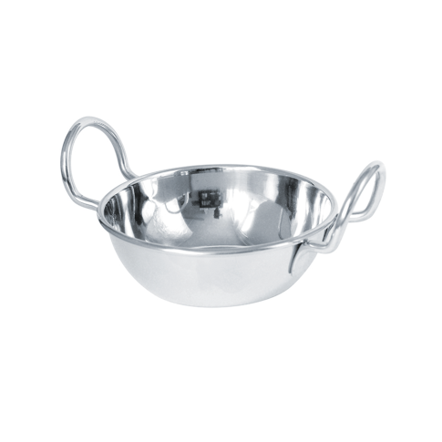 Piatto "Balti" in acciaio inox con manici