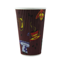 Bicchiere in cartone doppia parete decorazione "Tea Cup" 450ml 90mm  H135mm