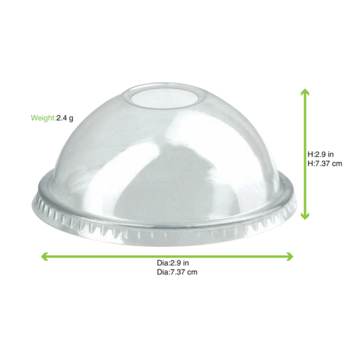 Coperchio in PET trasparente a cupola con foro   74mm