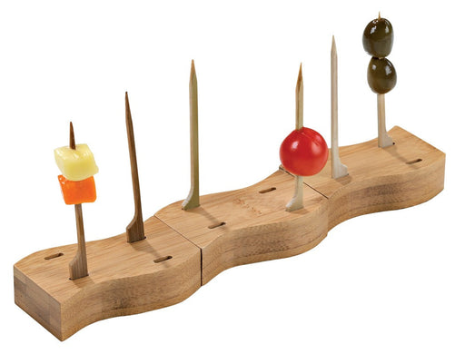 Mini base in bambù per 4 stecchini "Teppo Gushi" - 8 cm x 4 cm x 2 cm - 10 unità