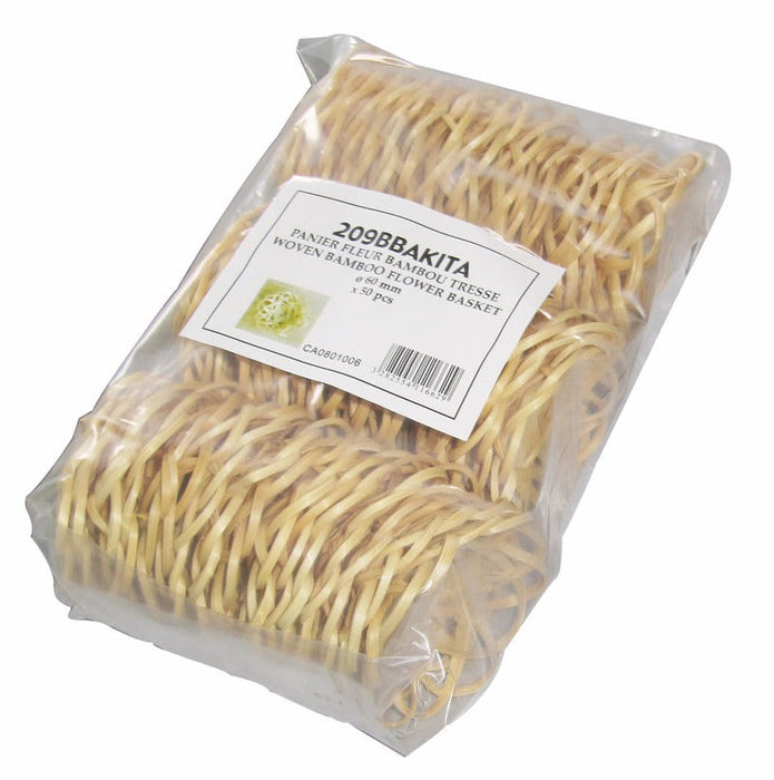 Mini cestino in bambù intrecciato "Akita" - Ø 6 cm - H 2,5 cm - 1000 unità - dimensions