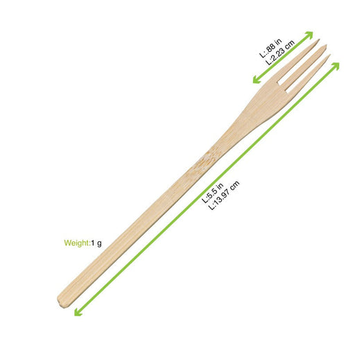 Forchetta in bambù "Trident" - 14 cm - 500 unità - dimensions