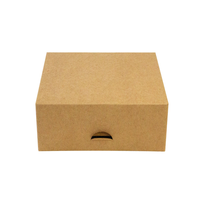 Scatola per pasticceria in cartone kraft marrone - 14 cm x 14 cm x 6 cm - 50 unità