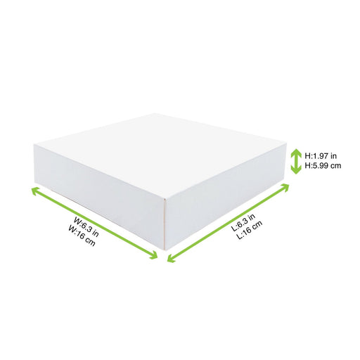 Scatola per pasticceria in cartone bianco - 16 cm x 16 cm x 5 cm - 50 unità - dimensions