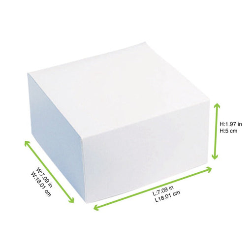 Scatola per pasticceria in cartone bianco - 18 cm x 18 cm x 5 cm - 50 unità - dimensions