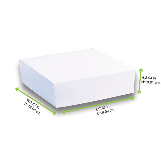 Scatola per pasticceria in cartone bianco - 20 cm x 20 cm x 10 cm - 50 unità - dimensions