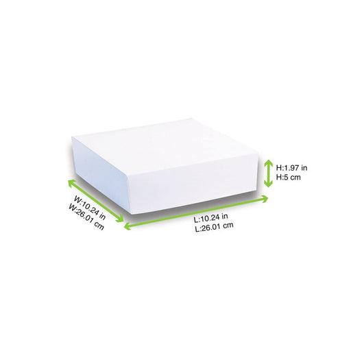 Scatola per pasticceria in cartone bianco - 26 cm x 26 cm x 5 cm - 50 unità - dimensions