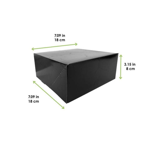 Scatola per pasticceria in cartone nero - 18 cm x 18 cm x 8 cm - 50 unità - dimensions