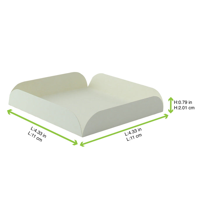 Sottotorta quadrato scanalato in cartone bianco - 11 cm x 11 cm x 2 cm - 250 unità - dimensions