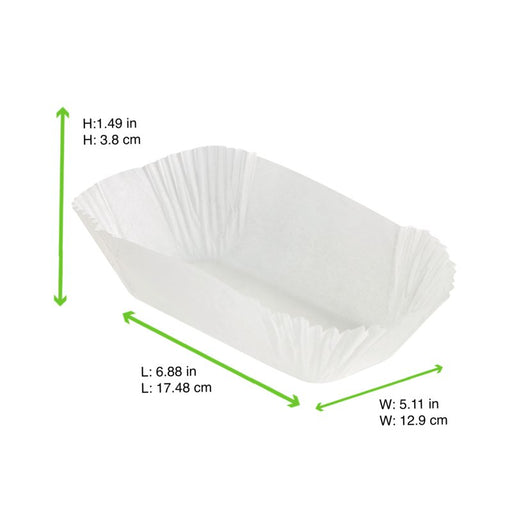Pirottino da forno ovale bianco in carta siliconata - 9,7 cm x 5,2 cm x 4 cm - 100 unità