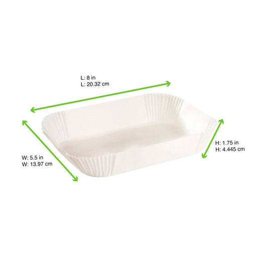 Pirottino da forno ovale bianco in carta siliconata - 20,5 cm x 14,5 cm x 4,5 cm - 50 unità - dimensions