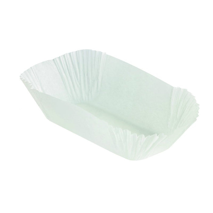 Pirottino da forno ovale bianco in carta siliconata - 15 cm x 7,5 cm x 7 cm - 50 unità