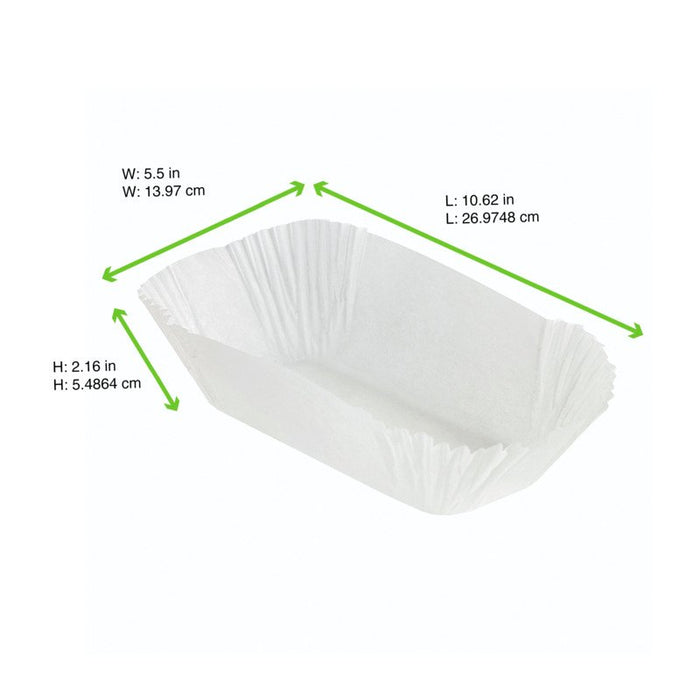 Pirottino da forno ovale bianco in carta siliconata - 15 cm x 7,5 cm x 7 cm - 50 unità