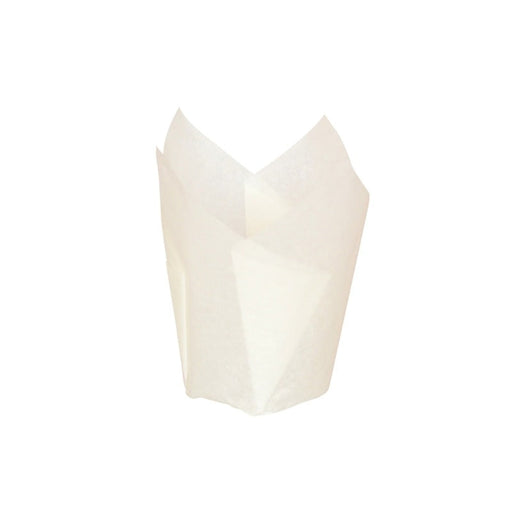 Pirottino da forno tulipano in carta bianca siliconata - Ø base 4,5 cm - H 8 cm - 1200 unità