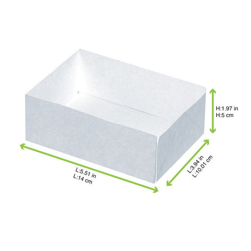 Scatola per pasticceria in cartone bianco senza coperchio - 14 cm x 10 cm x 5 cm - 150 unità - dimensions
