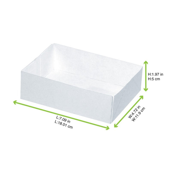 Scatola per pasticceria in cartone bianco senza coperchio - 18 cm x 12 cm x 5 cm - 100 unità - dimensions
