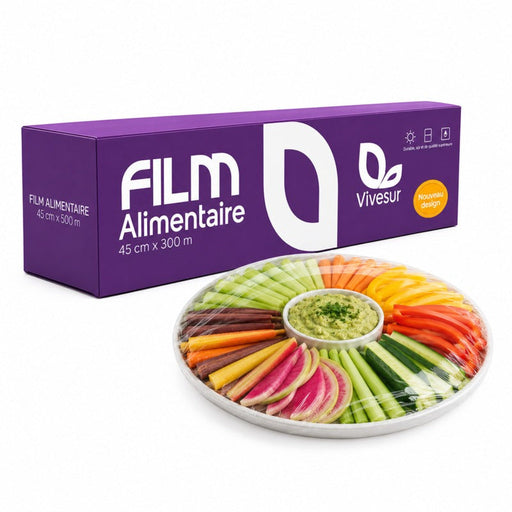 Pellicola alimentare in PVC in scatola distributrice con Zip Cut - 45 cm x 300 m - 6 unità