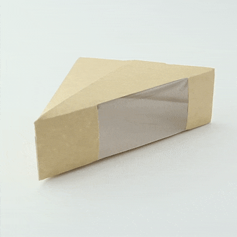 Scatola triangolare per sandwich singolo in kraft con finestra - 5,2 cm x 12,3 cm x 12,3 cm - 500 unità