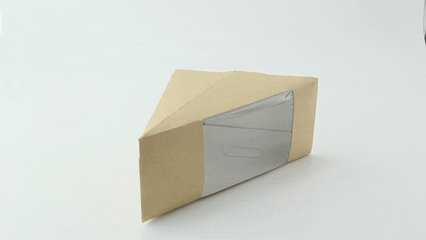 Scatola triangolare per sandwich doppio in kraft con finestra - 7,2 cm x 12,3 cm x 12,3 cm - 500 unità