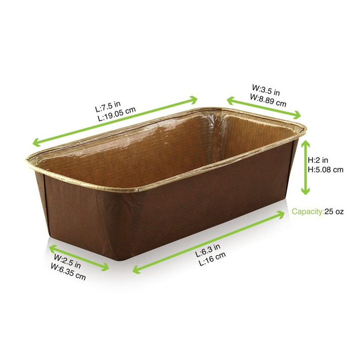 Stampo da forno rettangolare in carta kraft marrone - 19,3 cm x 9,3 cm x 5 cm - 200 unità