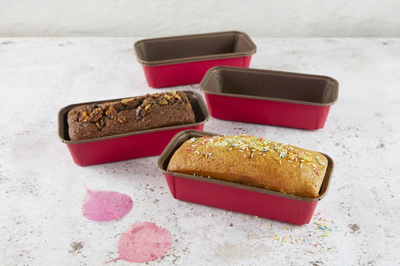 Stampo da forno rettangolare in carta kraft rosa - 19,3 cm x 9,3 cm x 5 cm - 200 unità
