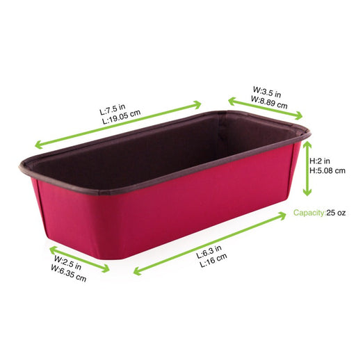 Stampo da forno rettangolare in carta kraft rosa - 19,3 cm x 9,3 cm x 5 cm - 200 unità - dimensions