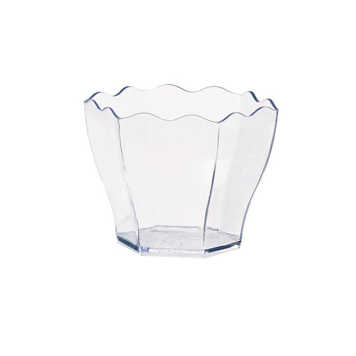 Contenitore finger food in plastica PS verde trasparente a forma di fiore "Deva" - 60 ml - 6 cm x 5,5 cm x 4,7 cm - 600 unità