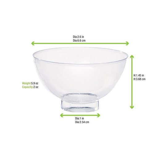 Mini coppetta in plastica PS trasparente "Milo" - 90 ml - Ø 7 cm - H 3,4 cm - 600 unità - dimensions