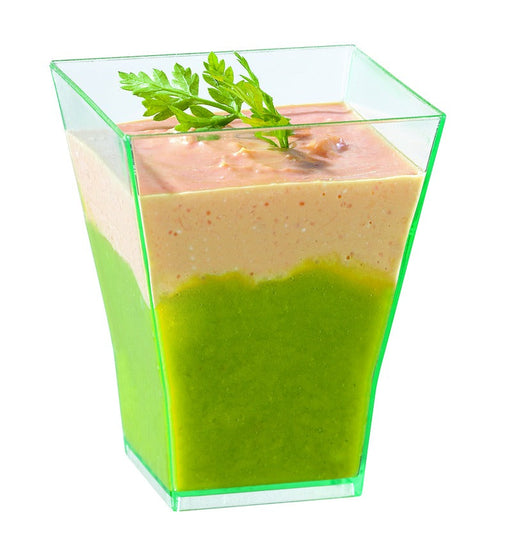 Bicchierino finger food piramidale in plastica PS trasparente «Taïti» - 60 ml - 4,5 cm x 4,5 cm x 5,5 cm - 600 unità