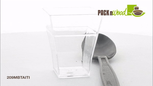 Bicchierino finger food piramidale in plastica PS trasparente «Taïti» - 60 ml - 4,5 cm x 4,5 cm x 5,5 cm - 600 unità