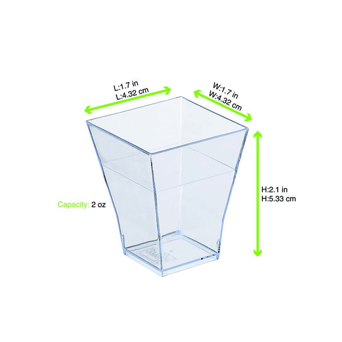 Bicchierino finger food piramidale in plastica PS trasparente «Taïti» - 60 ml - 4,5 cm x 4,5 cm x 5,5 cm - 600 unità - dimensions