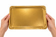 Vassoio in cartone double face oro sopra / bianco sotto - 28 cm x 19 cm - 100 unità