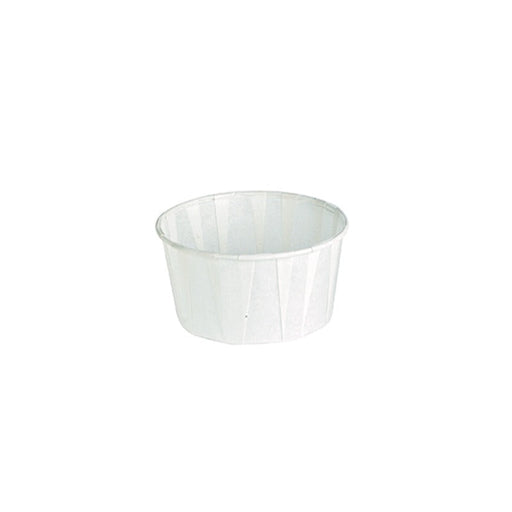 Coppetta in carta plissettata bianca con scatola distributrice - 120 ml - Ø 7,5 cm - H 3 cm - 5000 unità