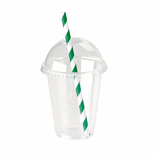 Contenitore per salse rotondo in plastica PET trasparente con coperchio a cupola forato - 200 ml - Ø 7,4 cm - H 8,5 cm - 500 unità