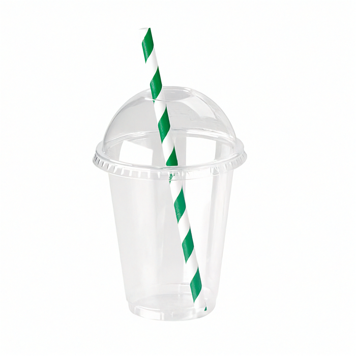 Contenitore per salse rotondo in plastica PET trasparente con coperchio a cupola forato - 200 ml - Ø 7,4 cm - H 8,5 cm - 500 unità