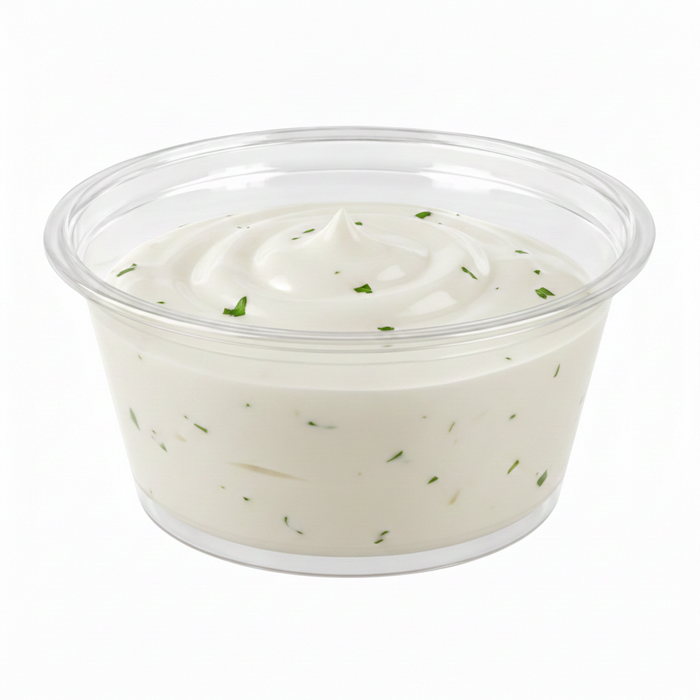 Contenitore per salse rotondo in plastica PET trasparente - 60 ml - Ø 6,2 cm - H 3,2 cm - 2500 unità
