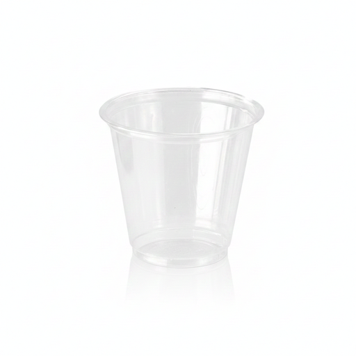 Contenitore per salse rotondo in plastica PET trasparente - 150 ml - Ø 7,4 cm - H 7 cm - 1000 unità