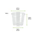 Contenitore per salse rotondo in plastica PET trasparente - 150 ml - Ø 7,4 cm - H 7 cm - 1000 unità - dimensions