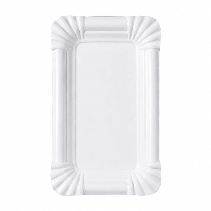 Piatto rettangolare bianco in cartone - 16 cm x 10 cm - 2000 unità