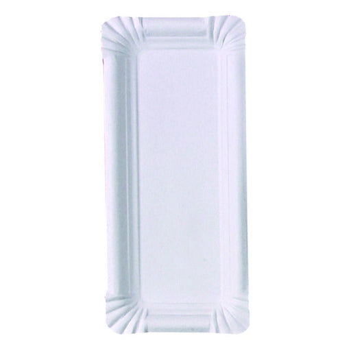 Piatto rettangolare bianco in cartone riciclato - 24 cm x 11 cm - 1500 unità